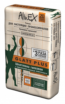 "Алинекс" Глатт+ шпатлевка гипсовая 25 кг, "Alinex" GLATT+ (PLUS) шпатлевка гипсовая 25 кг