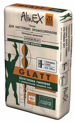 "Алинекс" Глатт шпатлевка гипсовая 25 кг, "Alinex" GLATT шпатлевка гипсовая 25 кг