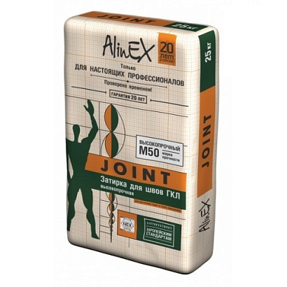 "Алинекс" Джойнт затирка для швов гипсокартонных листов 25 кг, "Alinex" JOINT затирка для швов гипсокартонных листов 25 кг